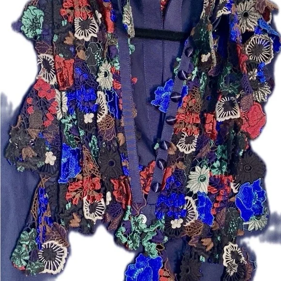 Sacai 3492 fabulous top/tunic/dress blue with unique embroidery, size L - Picture 15 of 15